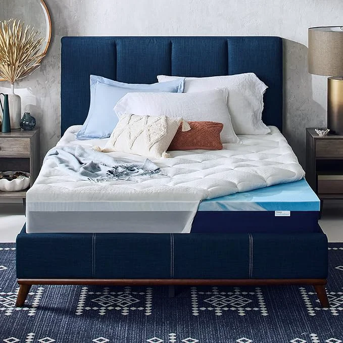 High-Performance Sleep Innovations Cooling Comfort Gel Memory Foam Dual Layer Mattress Topper Contemporary