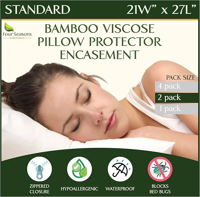Smooth Four Seasons Essentials Standard Size Waterproof Pillow Protectors Modern