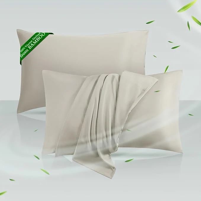 Exceptional Cooling Pillowcases Standard Size Set of 2 Viscose Derived from Bamboo Elegant