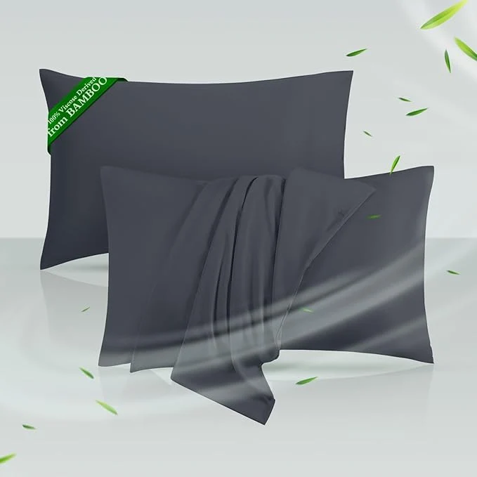 Sustainable Cooling Pillowcases King Size Set of 2 Viscose Derived from Bamboo Unique