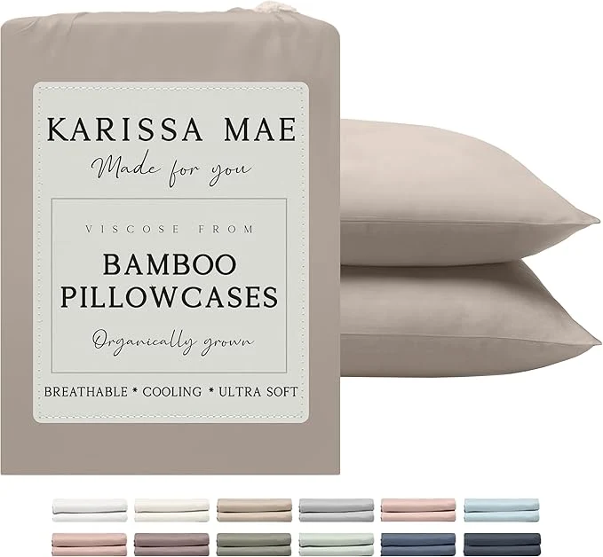 Unique Karissa Mae Cooling Bamboo Viscose King Size Pillowcase Set FSC Authentic