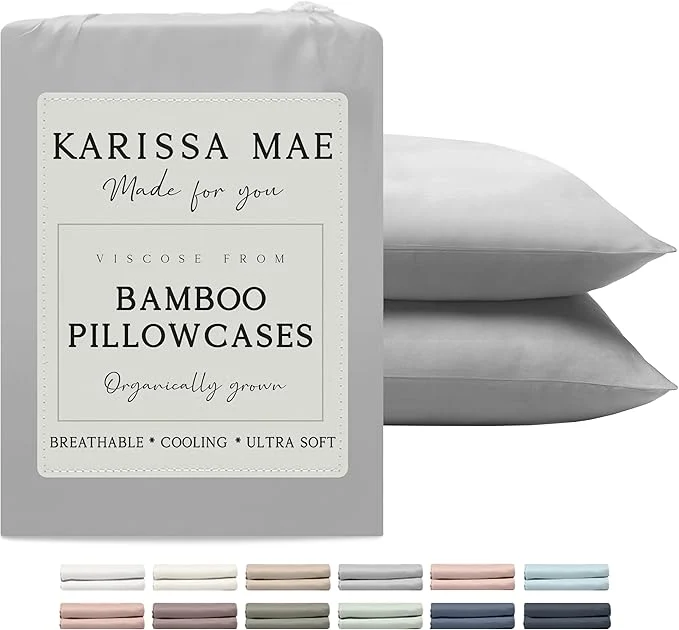 Powerful Karissa Mae Cooling Bamboo Viscose Queen Size Pillowcase Set FSC Long-Lasting