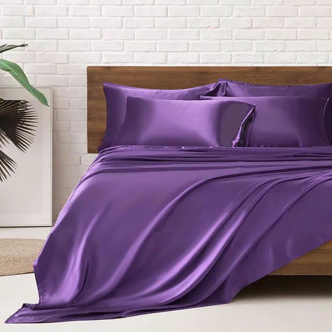 Organic MR HM Satin Bed Sheets King Size Sheets Set Fine