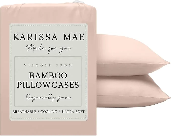 Trendy Karissa Mae Cooling Bamboo Viscose Queen Size Pillowcase Set FSC Specialty