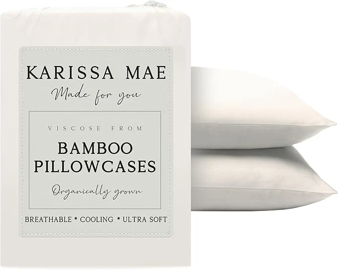 Luxury Karissa Mae Cooling Bamboo Viscose Standard Size Pillowcase Set Contemporary