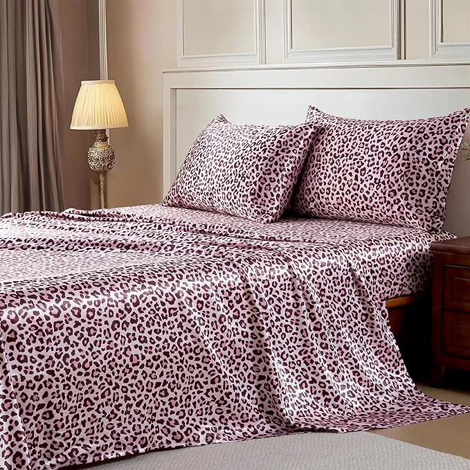Classic MR HM Satin Bed Sheets with Elastic Corner Straps King Size Sheets Set Premium Material
