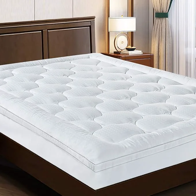 Sophisticated EASELAND Twin XL Mattress Topper Pillow Top Mattress Cover Quilted Fitted Smooth
