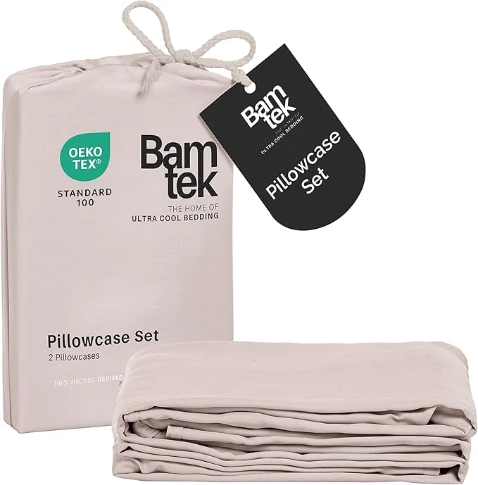 Soft Pillow Cases Queen Size Set of 2 Pillowcases Viscose from Bamboo Cooling Reusable