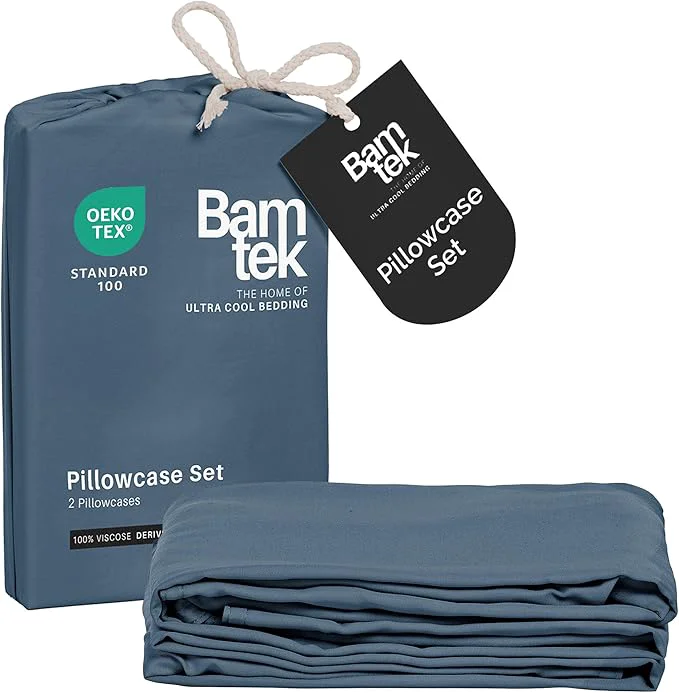 Natural Pillow Cases Queen Size Set of 2 Pillowcases Viscose from Bamboo Cooling Sustainable