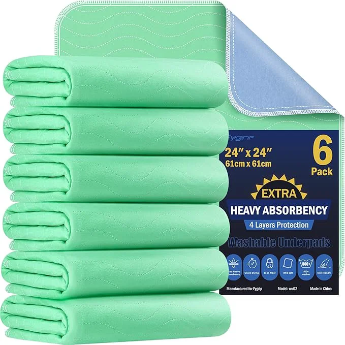 Fine 6 Pack 24 x 24 Extra Heavy Absorbency Washable Underpads Waterproof Nursing Fine Crafted