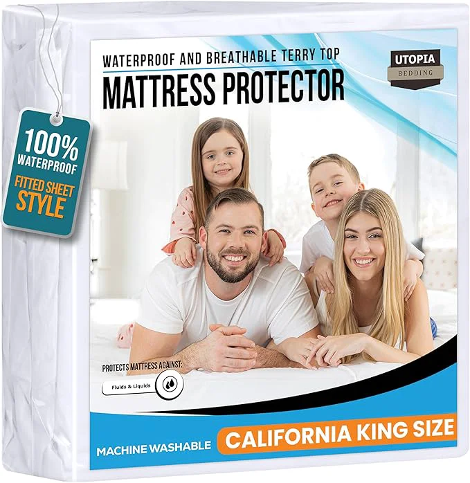 User-Friendly California King Size Mattress Protector Waterproof Premium 200 GSM Terry Contemporary