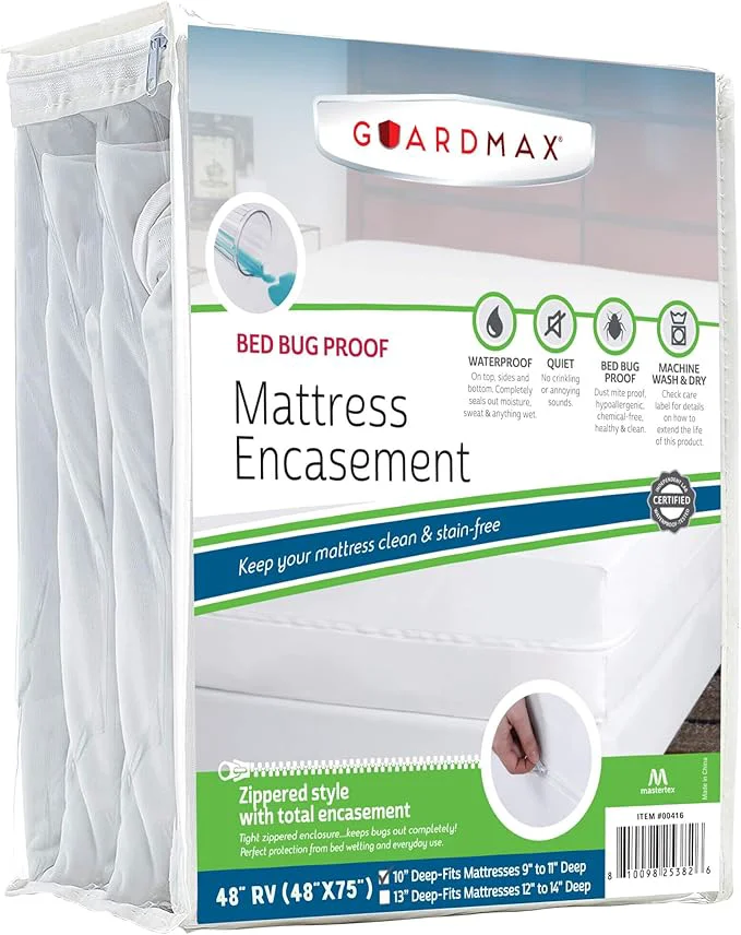 Green Guardmax Jersey Knitted RV Size Zippered Mattress Encasement Consistent