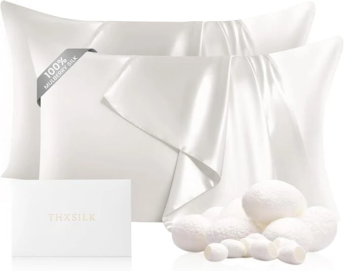 Professional THXSILK Set of 2 Pure Mulberry Silk Pillowcases Comfortable