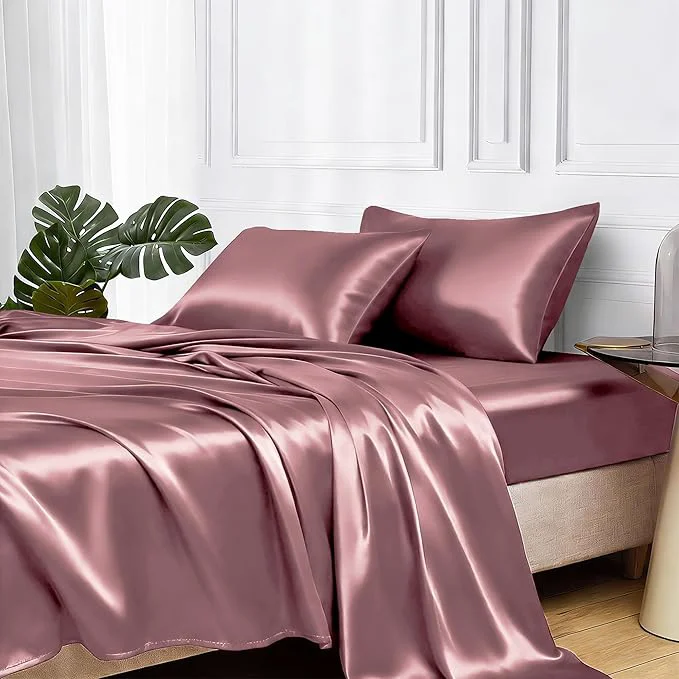 Recyclable MR HM Satin Bed Sheets Twin Size Sheets Set Premium