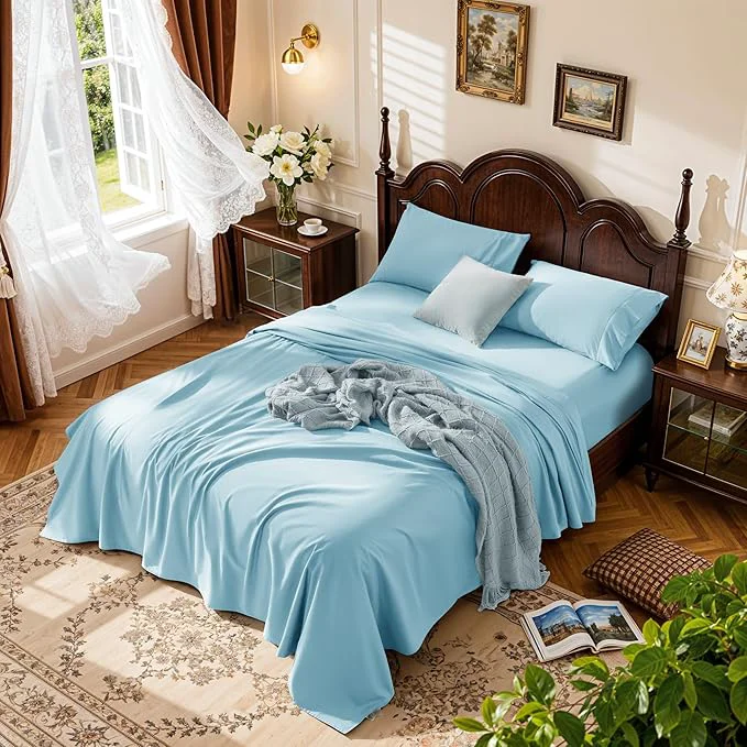 Eco-Friendly LBRO2M Cotton Sheets Set Deep Pocket 19 1000 Thread Count Full Size 4 Premium