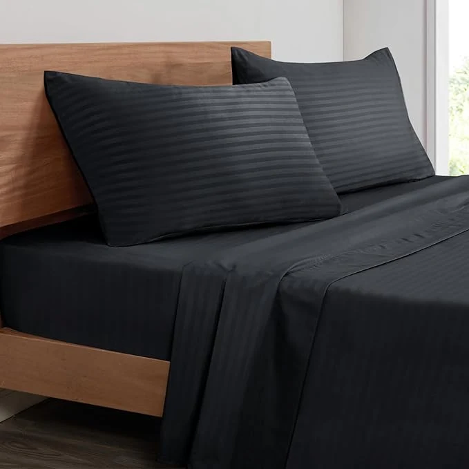 Elite Mejoroom Striped King Size Sheet Set – Hotel Luxury Bed Sheets Functional