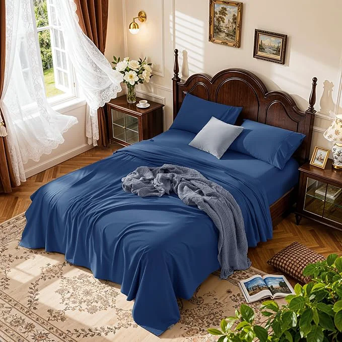 Green LBRO2M 1000 Thread Count Cotton Sheets Set King Size Bed Sheet 4 Piece Unique