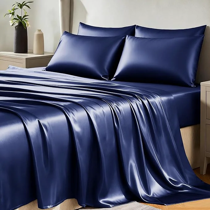 Long-Lasting CozyLux Satin Sheets King Size Sheet Set High-Performance