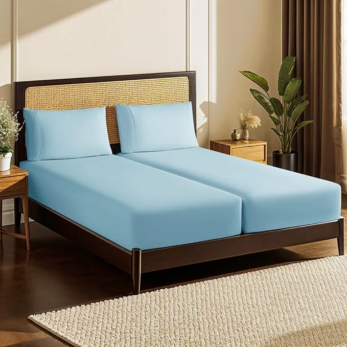 Superior LBRO2M Split King Sheet Sets for Adjustable Bed 1000 Thread Count Egyptian Long-Lasting