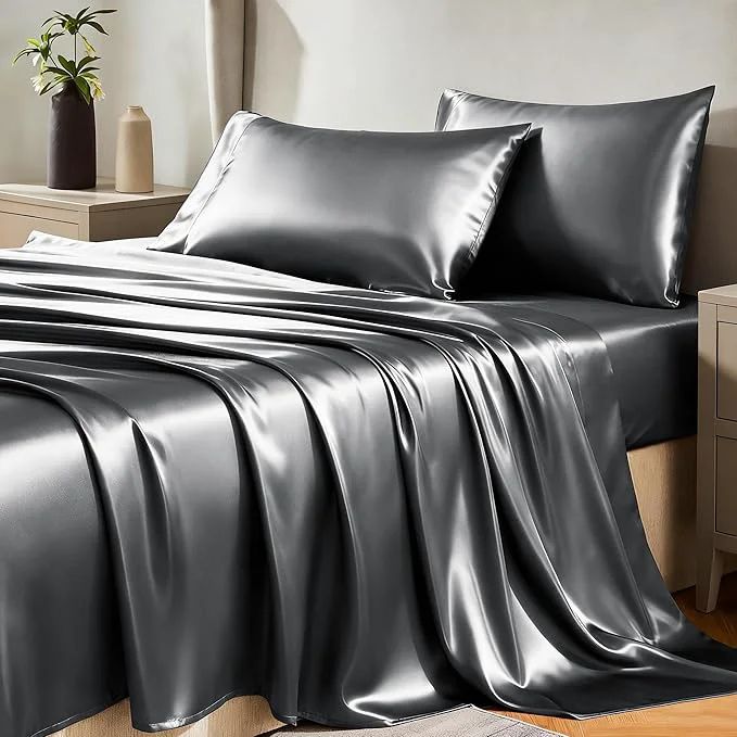 Pure CozyLux Satin Sheets King Size Sheet Set Safe