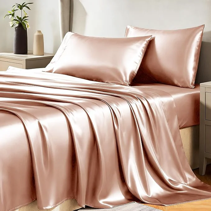 Dependable CozyLux Satin Sheets Queen Size Bed Set Minimalist