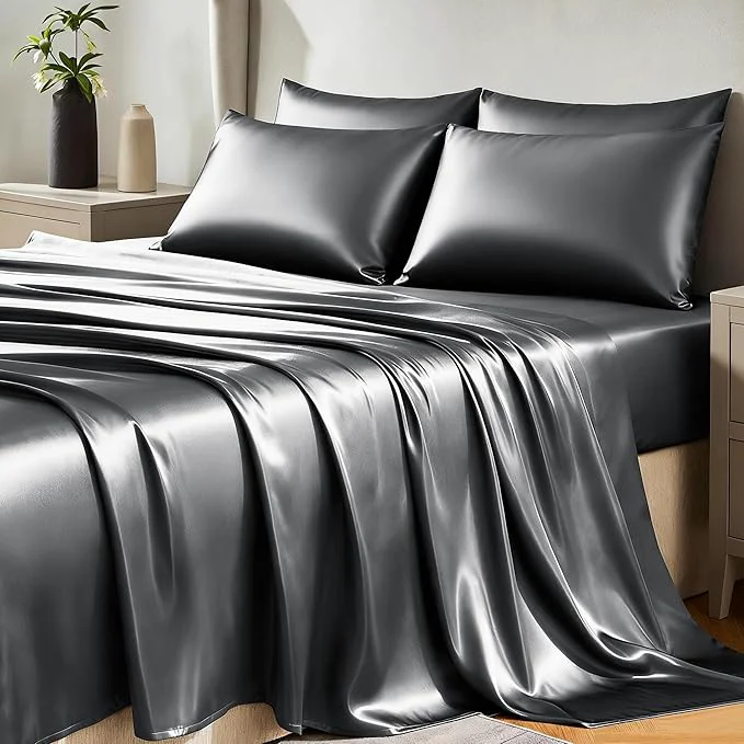 Luxury CozyLux Satin Sheets King Size Sheet Set Eco-Friendly