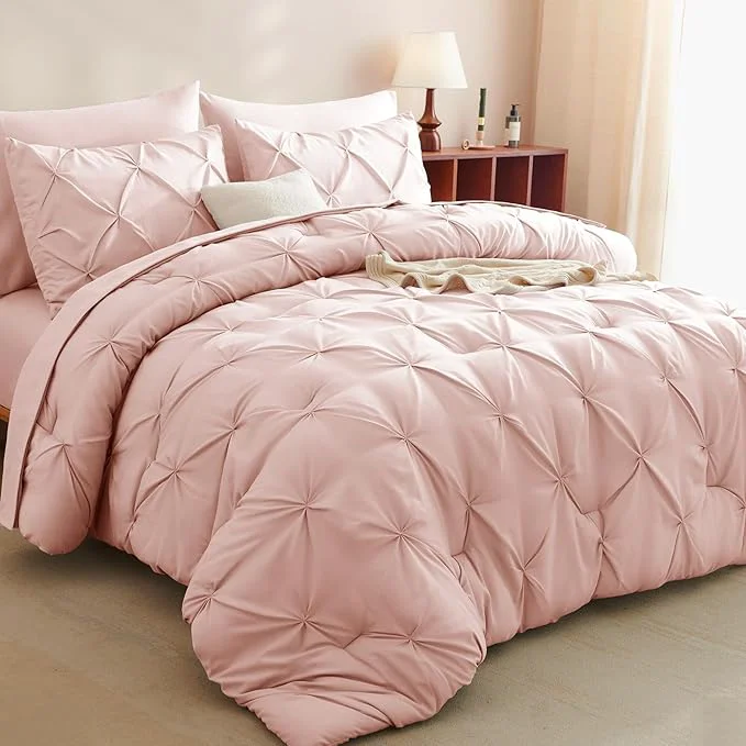Sophisticated CozyLux Oversized Queen Comforter Sets Peach Pink 7 Pieces Oversized Queen Innovative