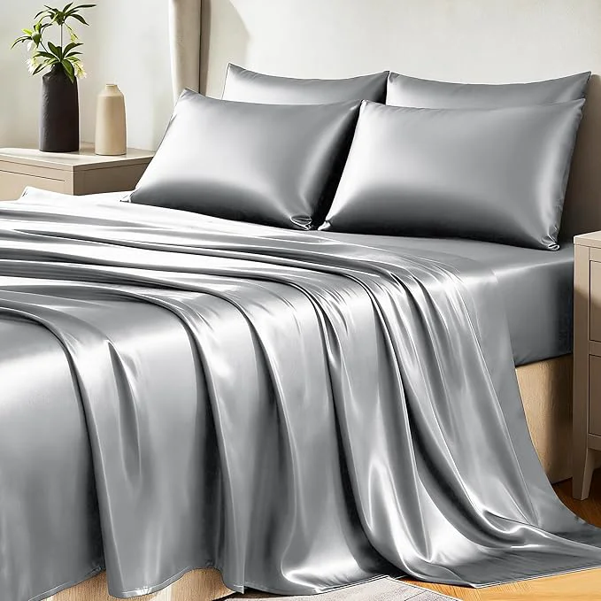 Refined CozyLux Satin Sheets King Size Sheet Set Recyclable