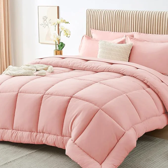 Casual Sasttie Twin Comforter Set 5 Pieces Bed in a Bag Twin Complete Bedding Set Trendy