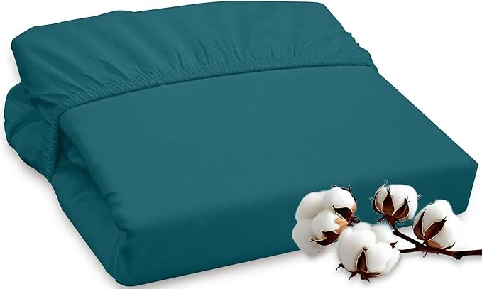 Official ROYALE LINENS 300 Thread Count Long Staple Combed Cotton Fitted Sheet Queen Enhanced