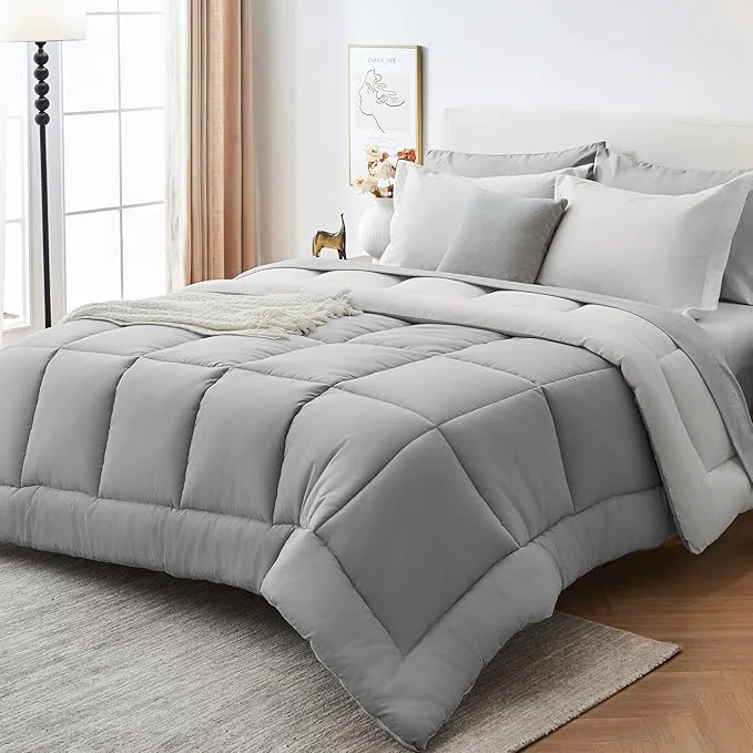 Genuine Sasttie Oversized King Comforter Set 7 Pieces Reversible Bed in a Bag Convenient