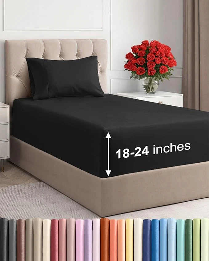 Expertly Made Extra Deep Twin Sheet Set High-Quality