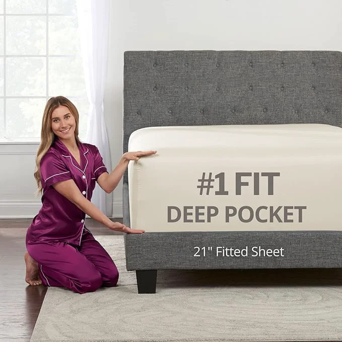 Crafted King Fitted Sheet Deep Pocket – Extra Deep Pocket Fitted Sheet King Size 17 Top-Quality