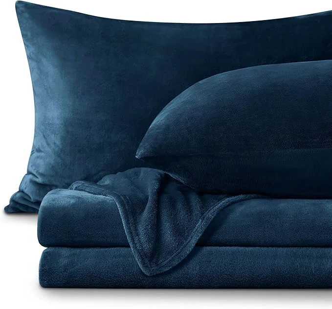 Convenient BEDELITE Flannel Sheets King Size Navy Functional