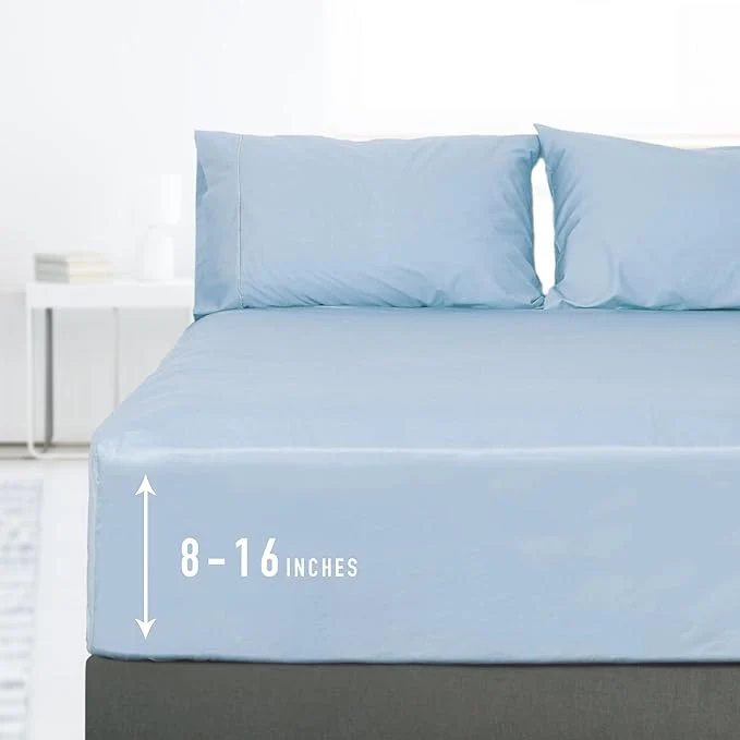 Solid Sunflower King Fitted Sheet 1-Piece Deep Pocket Fitted Bottom Sheet 16 High-Performance