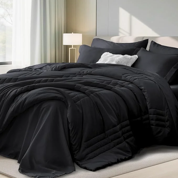Verified Queen Comforter Set Black Organic