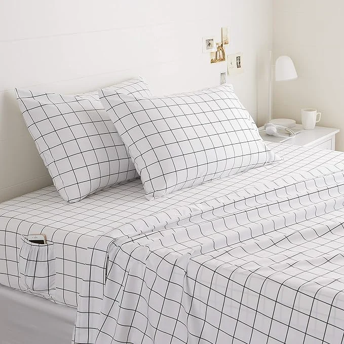 Solid Amazon Basics Soft Microfiber 4-Piece Bed Sheet Set Effective