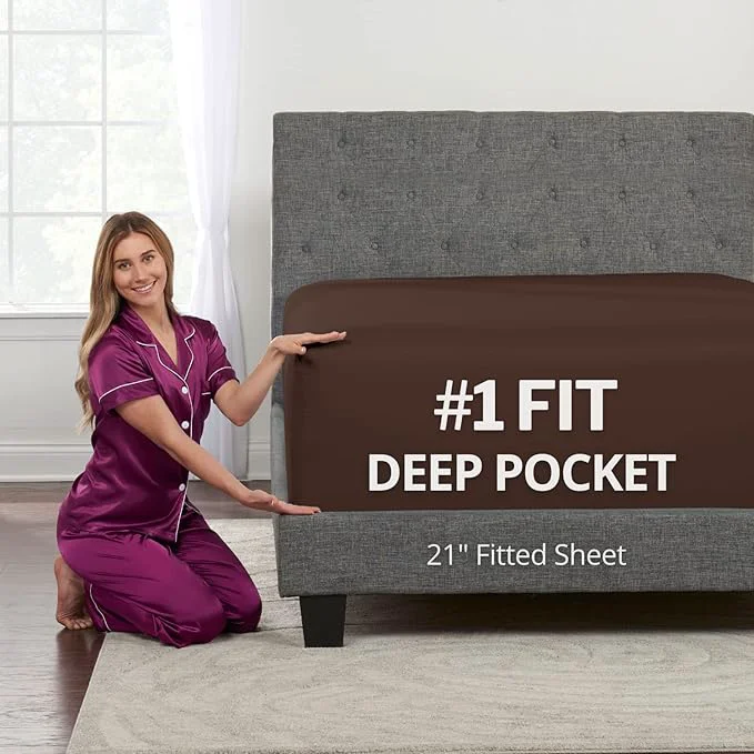Versatile DeaLuxe California King Fitted Sheet Deep Pocket Eco-Friendly