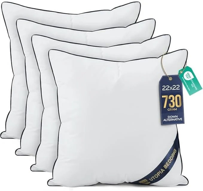 Functional Utopia Bedding Throw Pillow Inserts 22 x 22 Inches Decorative Indoor Pillows Verified