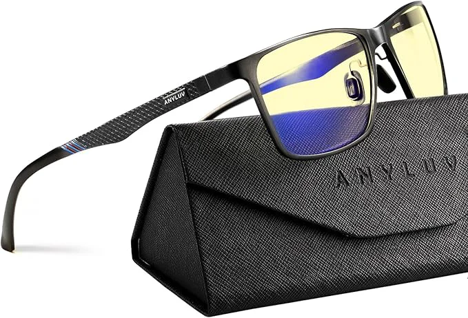 Optimized ANYLUV Blue Light Glasses Men Relieve Eyestrain and Eye Protection Al-Mg Soft