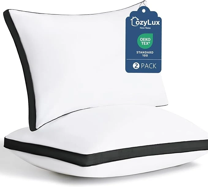 Fine Crafted CozyLux Pillows King Size Set of 2 Soft and Supportive 3D Down Bed Specialty