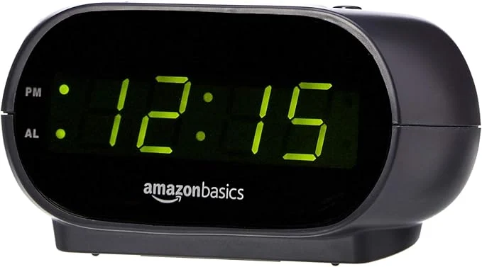 Responsible Amazon Basics Small Digital Oval Alarm Clock Fine Crafted