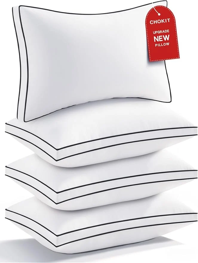 Enhanced Premium Pillows King Size Set of 4 Fluffy and Supportive 7D Down Optimized