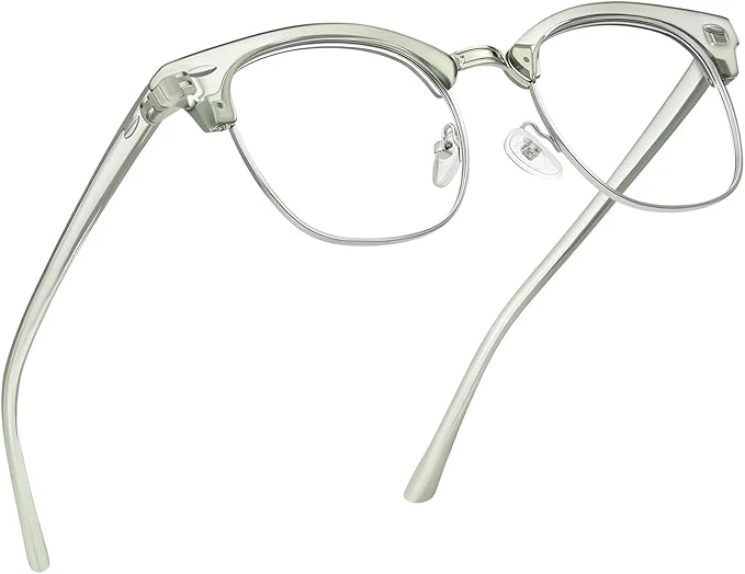 Comfortable Blue Light Blocking Glasses Vintage Half Frame UV Clear Lens Anti Eyestrain Specialty