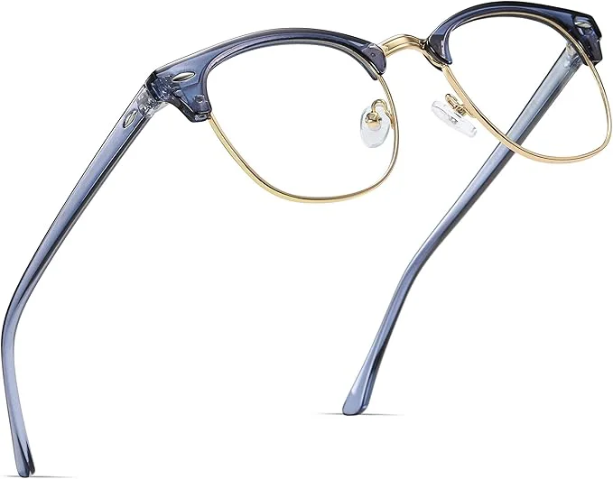 Carefully Designed Blue Light Blocking Glasses Vintage Half Frame UV Clear Lens Anti Eyestrain Fashionable