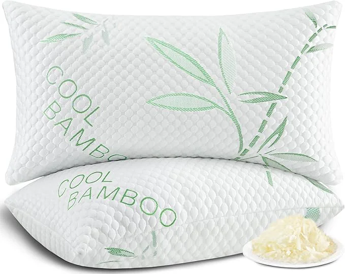 Elegant Shredded Memory Foam Pillows Cooling Pillows King Size Set of 2 Adjustable Breathable