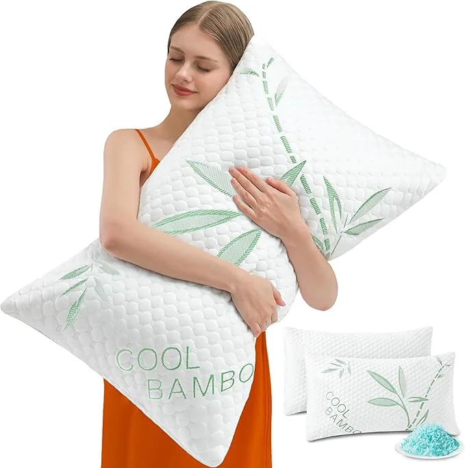 Smart Cooling Pillows Shredded Memory Foam Pillows King Size Set of 2 Adjustable Professional