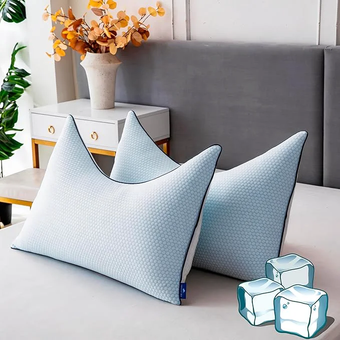 Optimized Cooling Pillow King Size Set of 2 Shredded Memory Foam Adjustable Loft Artisan