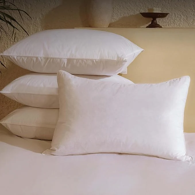 Authentic BHZ Goose Down Feather Pillows Standard Size Set of 4 Pack Luxury Hotel Stylish