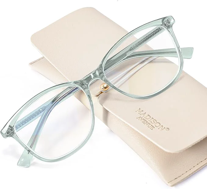 Clean Madison Avenue TR90 Blue Light Blocking Glasses Anti Eyestrain UV Glare Blue High-Quality